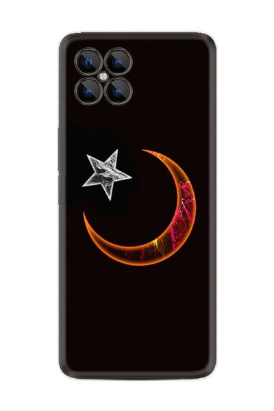 omix X600 Kılıf Resimli Desenli Silikon Platinium Series Ay Yıldız 1884
