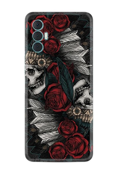 TECNO Spark 8 Pro Kılıf Silikon Desen Özel Seri Skull Rose 1673