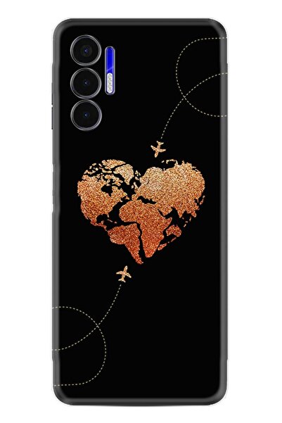 TECNO Pova 3 Kılıf Silikon Desen Özel Seri Plane Heart 1721