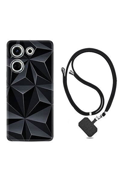 TECNO Camon 20 Pro Kılıf Desenli İpli Boyun Askılı Silikon Prizmalar 1782