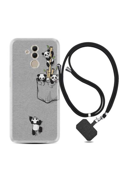 Kılıfland Huawei Mate 20 Lite Kılıf Silikon Ipli Boyun Askılı Desenli Pandala...