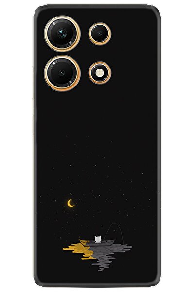 Kılıfland Note 30 Pro Kılıf Silikon Desen Özel Seri Ay ve Kedi 1683