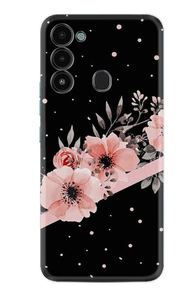 TECNO Spark 8c Kılıf Resimli Desenli Baskılı Silikon Kılıf Flowers Dots 1423