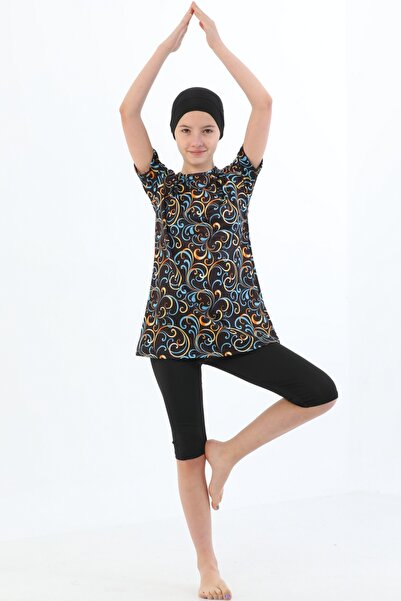 bigiyin Μαγιό με κίτρινο ψηφιακό σχέδιο μισό μανίκι για κορίτσι