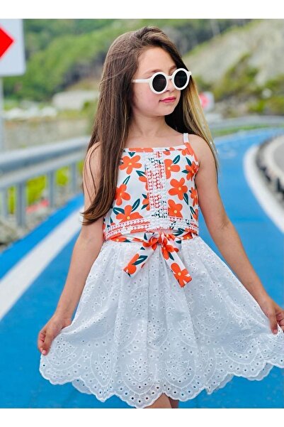 bebegimin tercihi Помаранчева спідниця з підвішеним кропом та підкладкою з квітковим візерунком