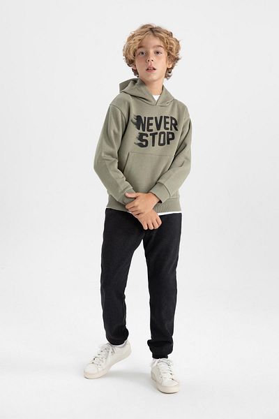 DeFacto Boy's Kangaroo Patterned Hooded Sweatshirt and Sweatpants Set - V5570a623wn