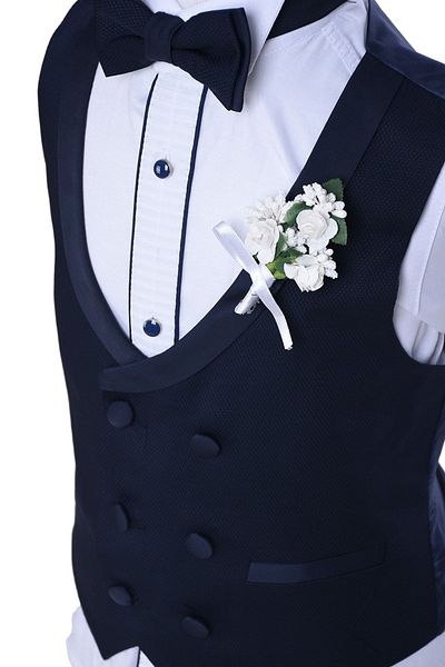 ceocuk Navy Blue Tuxedo Model Double Breasted Vest Children's Set