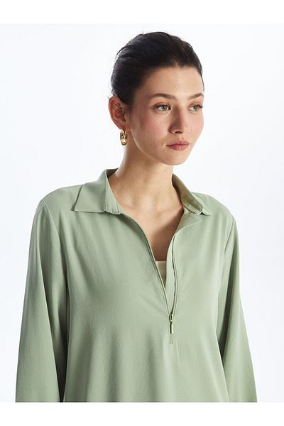 LC Waikiki LCW Damen Tunika mit Hemdkragen, einfarbig