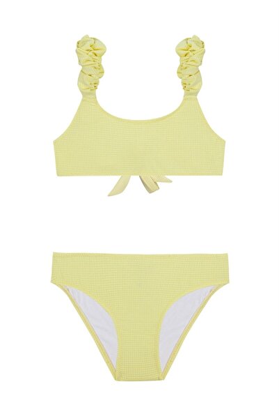 AQUELLA طقم بيكيني بتفاصيل برباط أصفر للفتيات