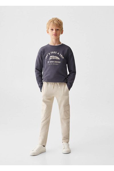 MANGO Kids Άνετο κομμένο βαμβακερό παντελόνι jogger