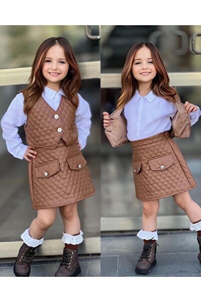 Eybabykids Комплект от 3 части - риза, жилетка и пола за момиче