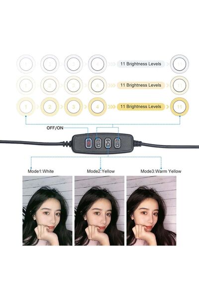 The Wlue 10 Inç Ring Light 5500k Youtuber Led Işıklı 2.1 Metre Tripod Selfie Makyaj Işığı