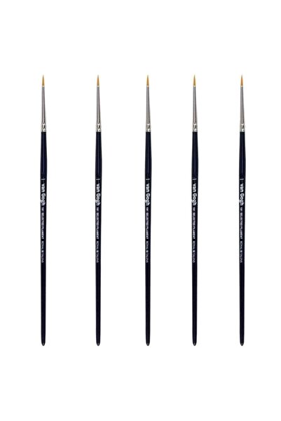 Art Tone Detay İçin İnce Uçlu Fırça Seti - Van Gogh Sulu Boya Fırçası Yuvarlak Uçlu Seri 191 5'li