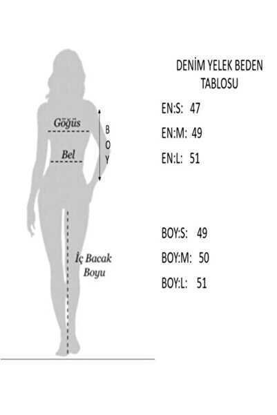 Womenist34 Kadın Indigo Gömlek Yaka Cep Detaylı %100 Pamuk Denim Yelek Ceket