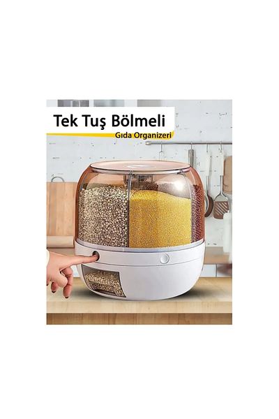 ANI OFİS KIRTASİYE Dry Food and Pulses Organizer 360 °   Rotatable 6-Section Airtight Storage Container with Detacher