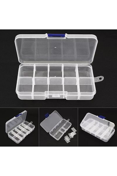 OzanTuhafiye 10 Compartments Adjustable Plastic Organizer Box Sewing Box Jewelry Box Organizer Box