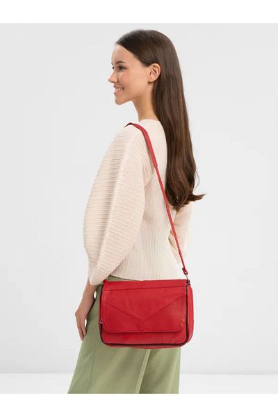 Erzeno Red Genuine Leather Multi-Eye Cross Strap Inner Lined Shoulder Bag
