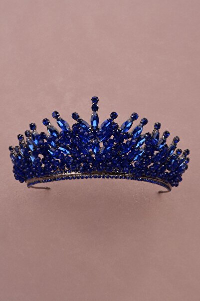 Limelia Coroana de nuntă Henna de mireasă albastru închis - Decorată cu pietr...