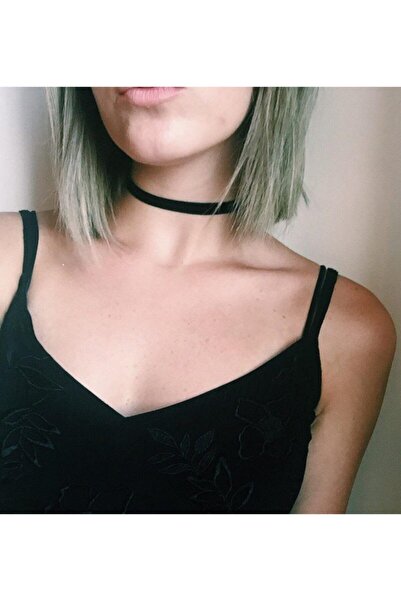 Nishstyle 1 Cm Streç Siyah Kadife Choker