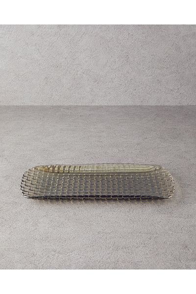 English Home Alvin Anthracite Glass Boat Plate - 40x18 cm