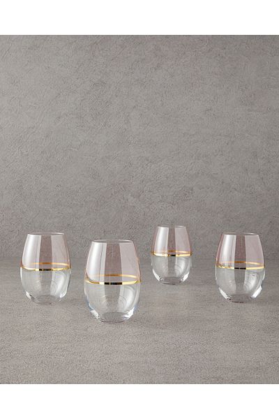 English Home Light Pink Fiore Glass Set of 4 300 ml Glasses