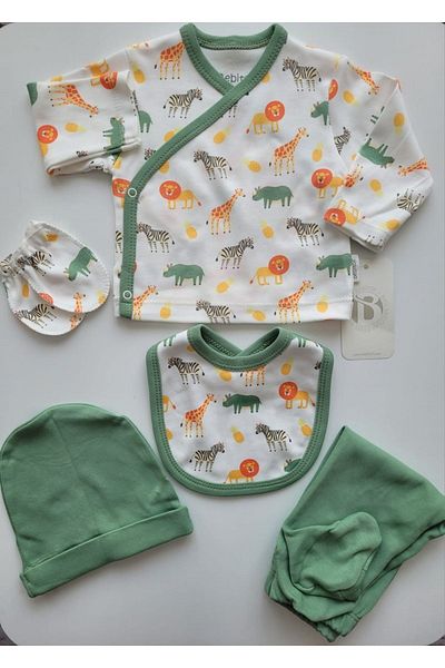 Bebitof Incibaby 5-Piece Cotton Hospital Exit Giraffe Patterned