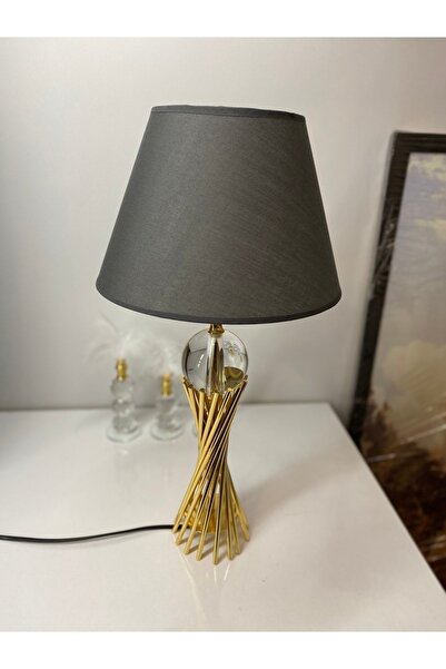 asellus Misbah Burgu Abajur Masa Lambası Kristal Camlı Gold Kaplama, Lampshade