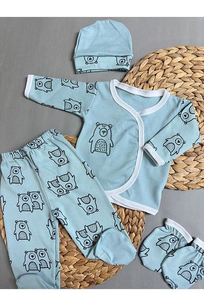 Ponpon Baby Embroidered Patterned Cotton 10-Piece Newborn Hospital Discharge Set