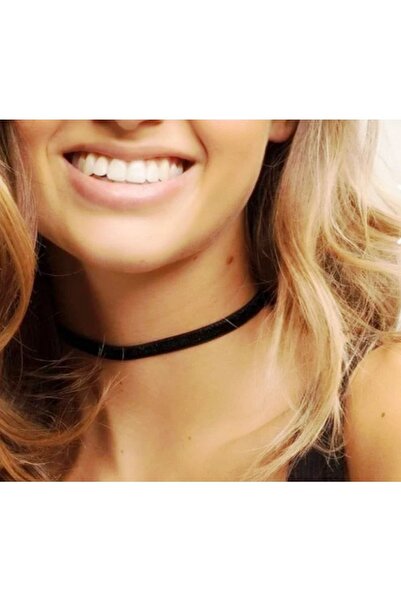 Nishstyle 0.60 Cm Siyah Renk Saten Dokulu Elastik Choker