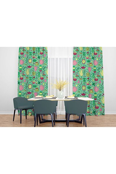 EVSEHOMES DİJİTAL BASKI MUTFAK MALZEMELERİ TEK KANAT FON PERDE