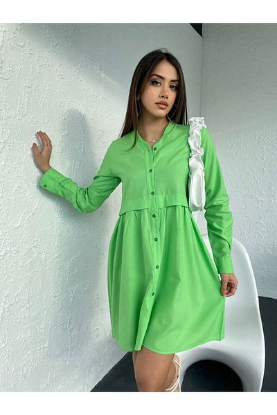 BAJAR V-Neck Viscose Linen Tunic - Front Placket