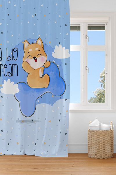 EVSEHOMES Cute Dog Digital Printing Single Wing Fon Curtain
