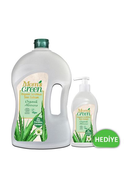 Mom's Green Set of 2 Organic Certified Liquid Soap - Organic Aloe Vera 1500 Ml+ 500 Ml