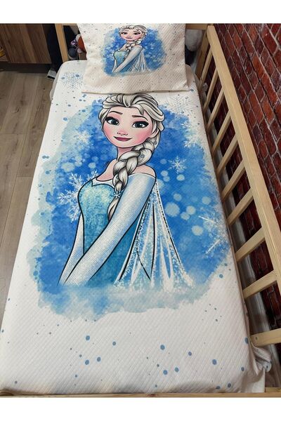 EVSEHOMES EVSHOMES PEMBE ELSA DİJİTAL BASKI KAPİTONE PİKE TAKIMI