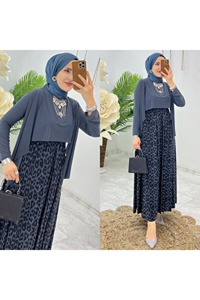 MB MODABERARDİ Sendy Kumaştan Leopar Etek Desenli Günlük Elbise