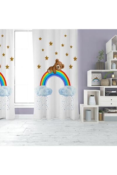 EVSEHOMES Цифровий друк Зірки Веселка і Ведмедик Дитяча кімната Однокрила штора