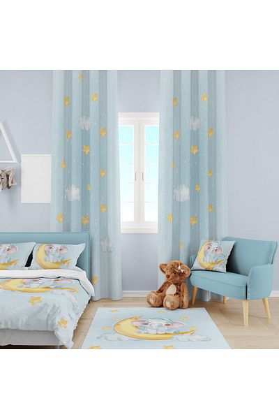 EVSEHOMES Cloud Star Digital Printing Single Wing Fon Curtain