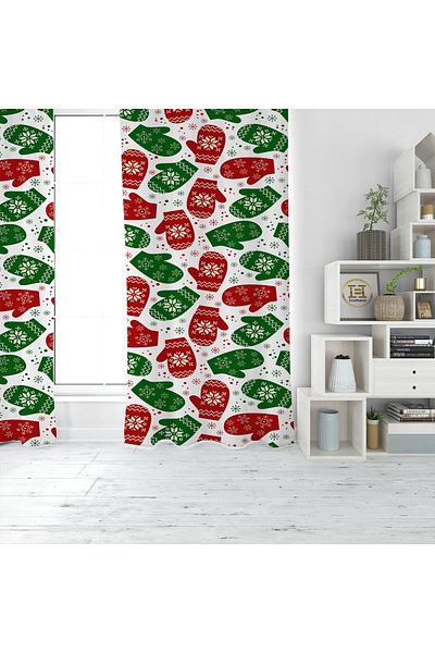 EVSEHOMES CHRISTMAS GLOVES DIGITAL PRINTING SINGLE WING PHONE CURTAIN