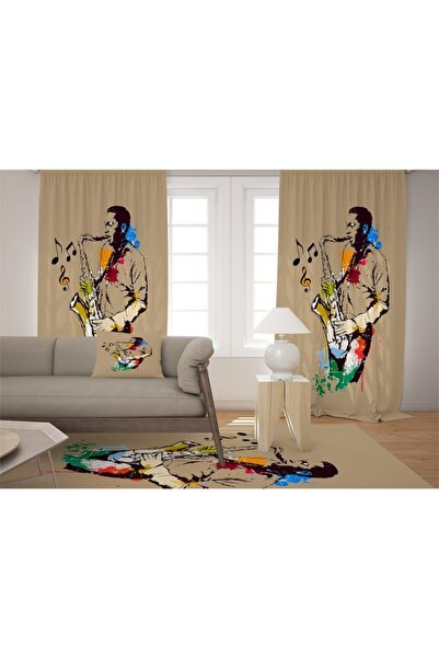 EVSEHOMES ستارة خلفية بجناح واحد لغرفة المعيشة مع ساكسفون