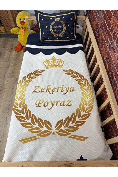 EVSEHOMES EVSHOMES İSİMLİ KRAL TAÇ MODEL DİJİTAL BASKI KAPİTONE PİKE TAKIMI