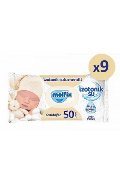 Molfix Newborn Isotonic Wet Wipes 9 Pack x 50 Sheets - 450 Sheets