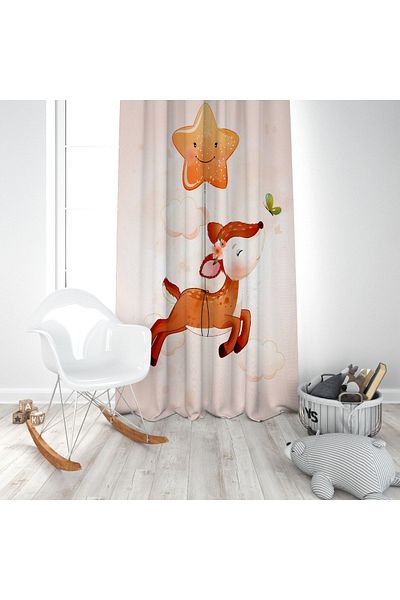 EVSEHOMES Flying Cute Deer Children's Room Single Wing Background Curtain Ef954