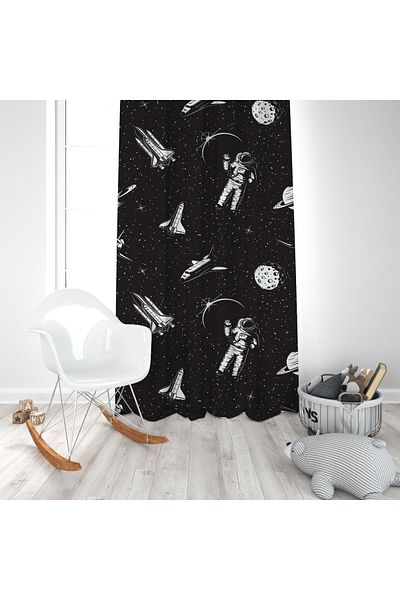 EVSEHOMES Space Space Astronaut Boy's Room Single Wing Background Curtain