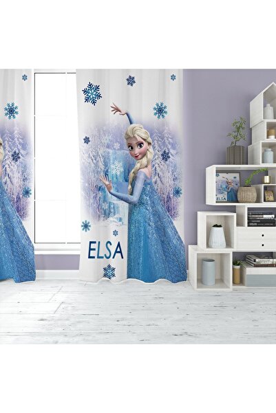 EVSEHOMES Dijital Baskı Elsa Çocuk Odası Takım fon Perde Yatak Örtüsü ve Yastık Halı 160x230