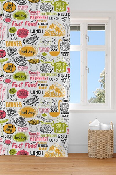 EVSEHOMES DİJİTAL BASKI ATIŞTIRMALIKLAR TEK KANAT MUTFAK FON PERDE