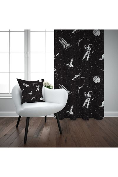 EVSEHOMES Space Space Astronaut Boy's Room Single Wing Background Curtain