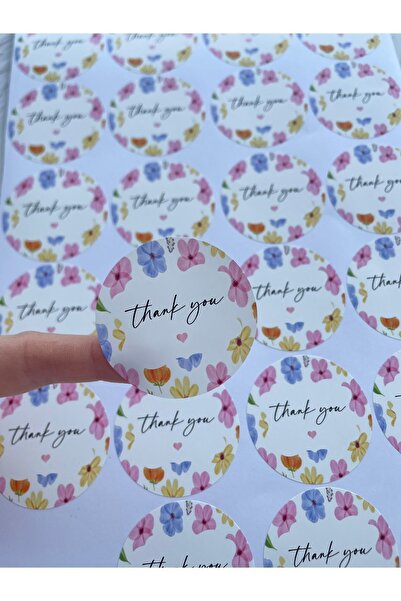 eylülün etiket fabrikası ملصق شكرًا لك - ملصق غير شفاف على شكل قلب وردي مع زه...