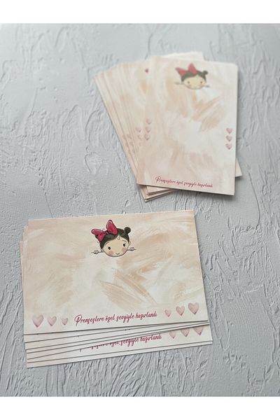eylülün etiket fabrikası Buckle and Bandana Card Mixed Total 30 Pieces - Little Girl Themed 9.5-15 CmSize
