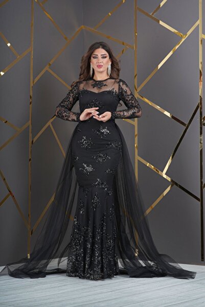 Matik Abiyem Vlastní třpytivé večerní šaty s krajkovým potiskem