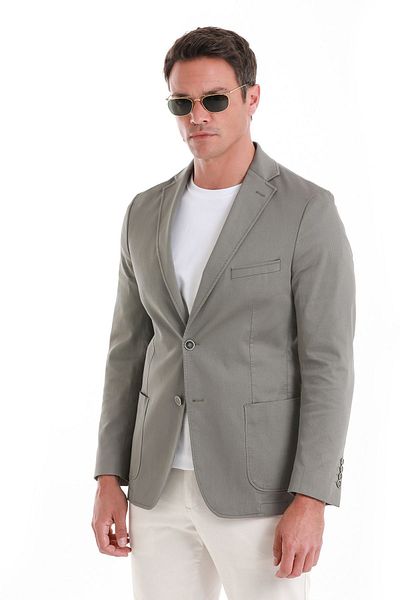 Hatemoğlu Green Comfort Fit - Plain Mono Collar Classic Jacket